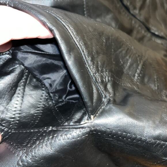 Vintage fur lined Leather Jacket • unisex leather coat Haband Executive Division - Picture 8 of 11